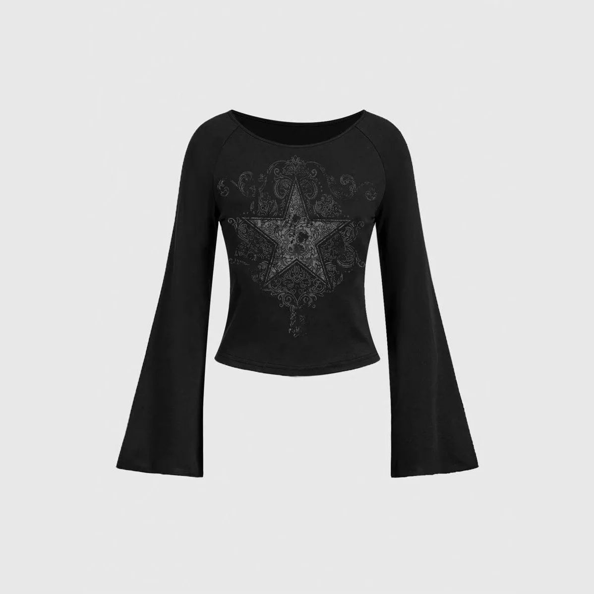 Y2K Grunge Emo Pattern Top Suitable for Autumn E-Girls Millennium Style Women's Aesthetic Gothic Printed Loose Long Sleeve T-shi - Matrix-studios.com