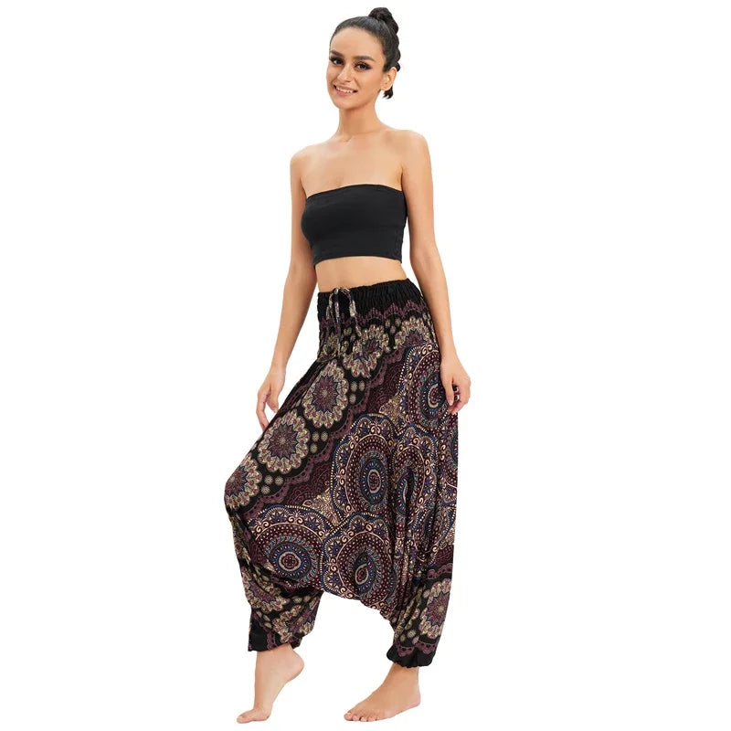 Bohemian Pants Women Pantalones Mujer Hippie High Waist Rayon Harem Baggy Boho Yoga Beach Wear Pour Femme Calca Feminina Printed - Matrix Studios