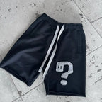 Y2K casual shorts trend symbol patchwork drawstring shorts solid color retro Harajuku hip hop men women fine fabric street wear