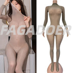 FAGADOER Summer New Sexy Mesh See Through Bodycon Jumpsuit Woman Long Sleeved Round Neck Rompers Female Party Club Overalls - Matrix Studios