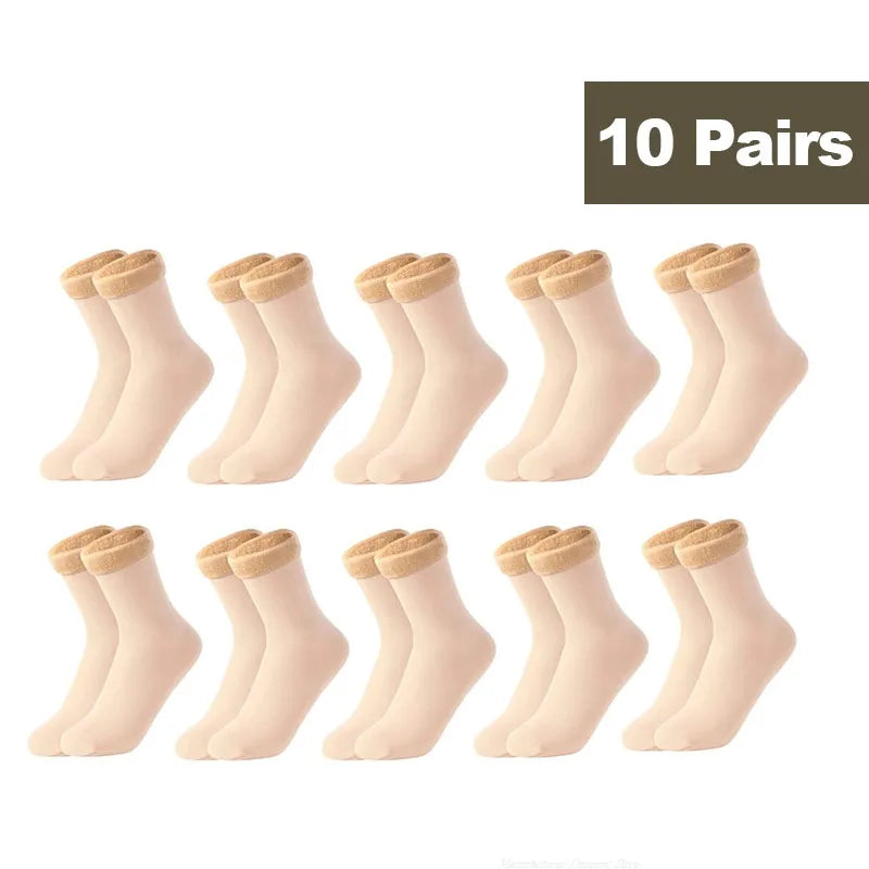 1/2/3/5/10Pairs Thermal Socks Women Winter Warm Thicken Fleece Short Socks Cashmere Wool Socks Snow Velvet Boots Home Floor Wear - Matrix Studios