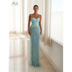 Mila Spaghetti Strap Pleats Prom Dresses Mint Green Sleeveless Customized Formal Evening Sweep Train Vestidos De Fiesta 2025 - Matrix-studios.com