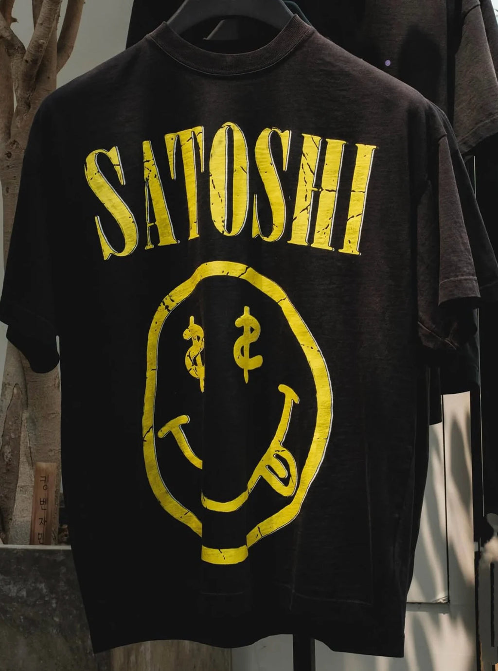 Black Satoshi Nakamoto Smiley Face T Shirt Men Women Best Quality 2026ss Tee Tops T-Shirt - Matrix-studios.com
