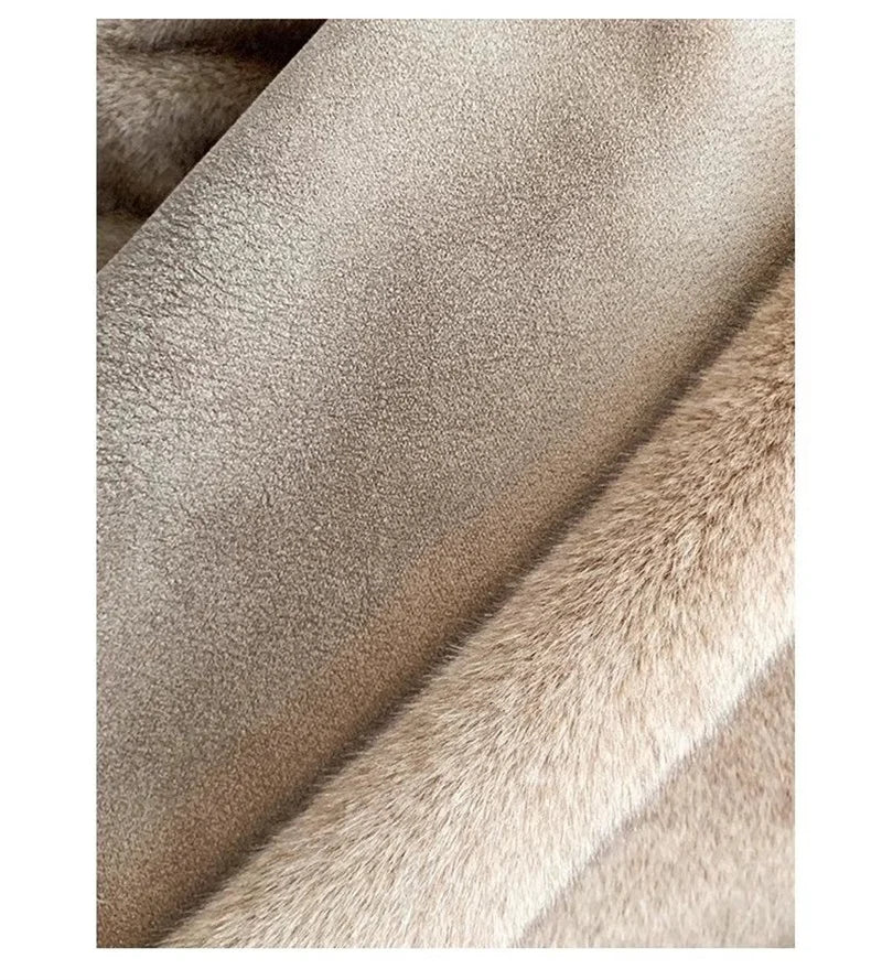 2026 Imported Velvet Mink Fur Coat With Mink Fur Collar,Temperament  Medium Length Fur Jacket Women - Matrix Studios