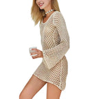 Fashion Backless Tie Up Short Dress,Sexy Slim-Fit Knitted Long Sleeve Pullover, Vacation Casual Beachwear cover Up - Matrix Studios