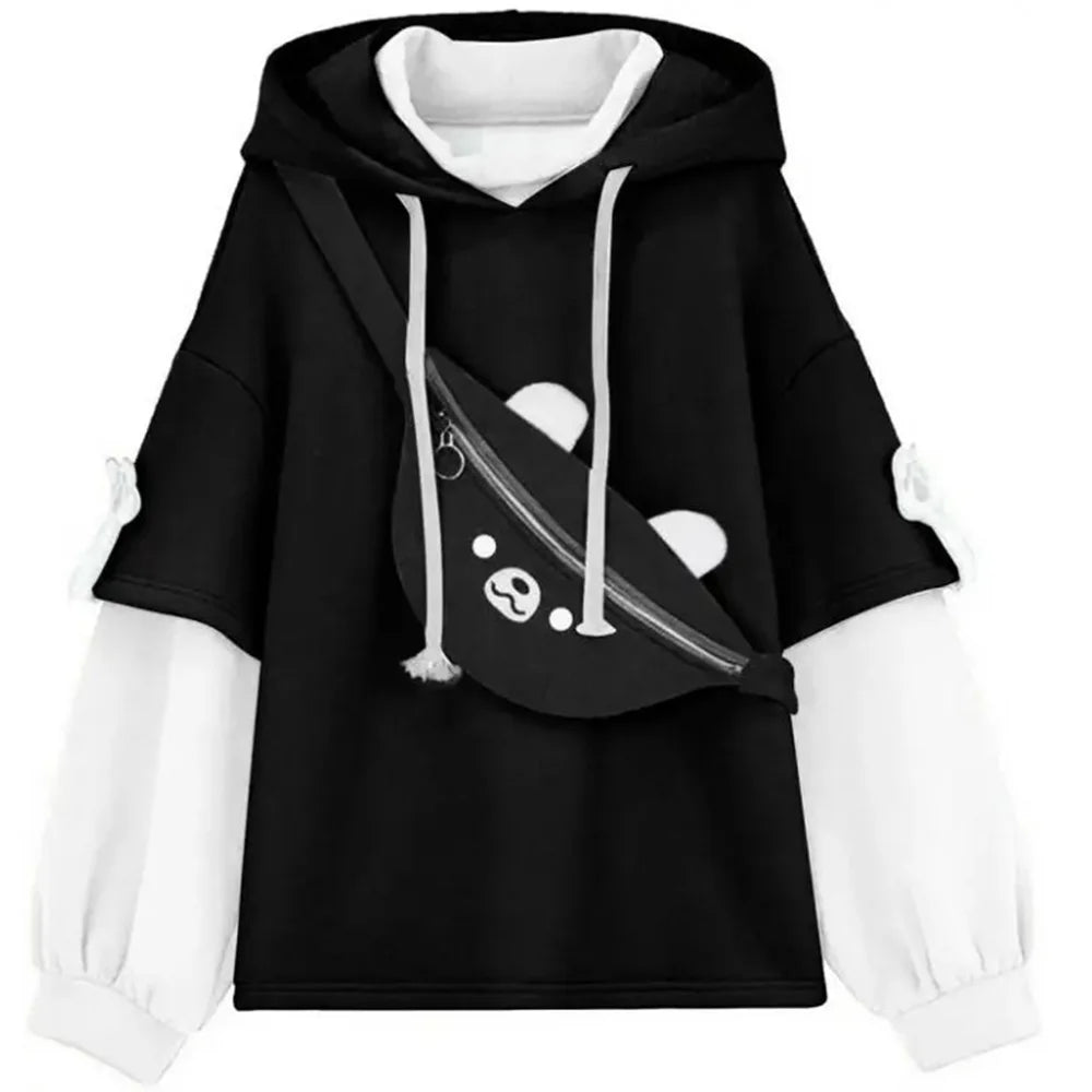 Y2K Clothes Cute bear backpack in spring and autumn  fashion Hoodie Women's winter Harajuku loose casual street clothes Japanese - Matrix Studios