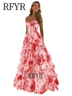 RFYR A Line Floral Prom Vestidos De Novia Pleated Elegant Prom Dress 2025 Floor Lenght Party Dress for Women  فساتين السهرة - Matrix-studios.com