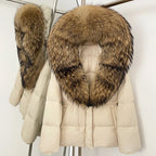 Reality Fur Jacket Real Fur Collar Duck Down Coat Female Winter Hooded Warm Fox Fur Coat Women Natural Raccoon Fur Puffer Jacket - Matrix Studios