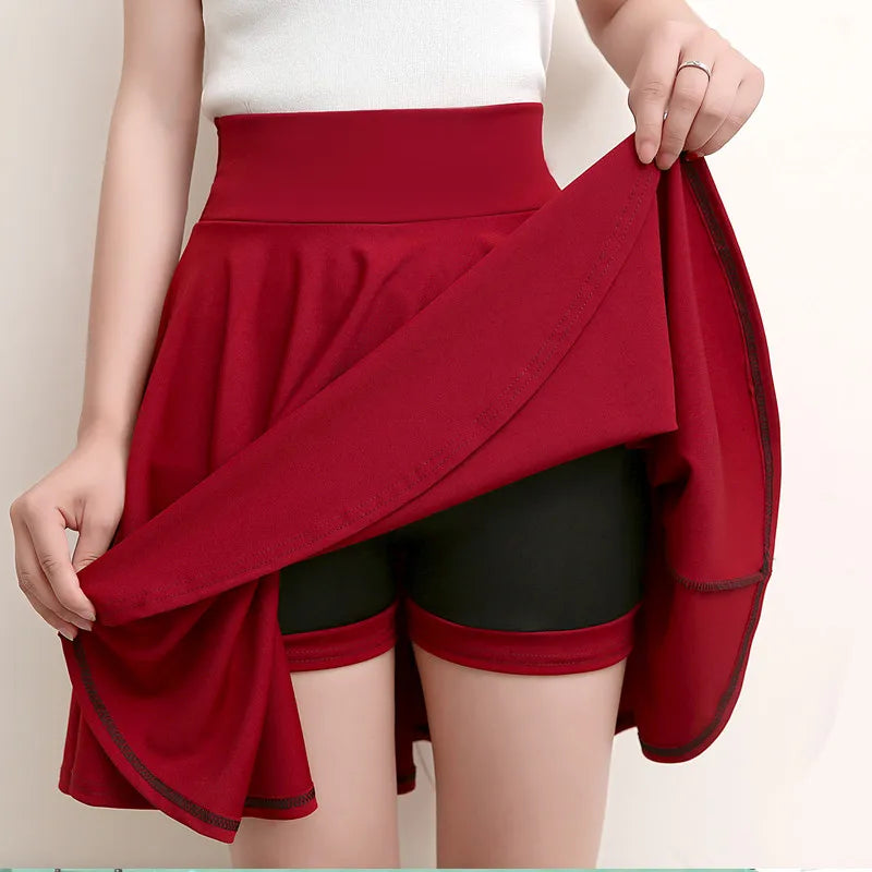 2025 Flared Skirts Women's Basic Shorts Skirt Fashion Versatile Black Casual Mini Skater Medium Pleated Fluffy Skirt Plus Size - Matrix-studios.com