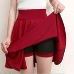 2025 Flared Skirts Women's Basic Shorts Skirt Fashion Versatile Black Casual Mini Skater Medium Pleated Fluffy Skirt Plus Size - Matrix-studios.com
