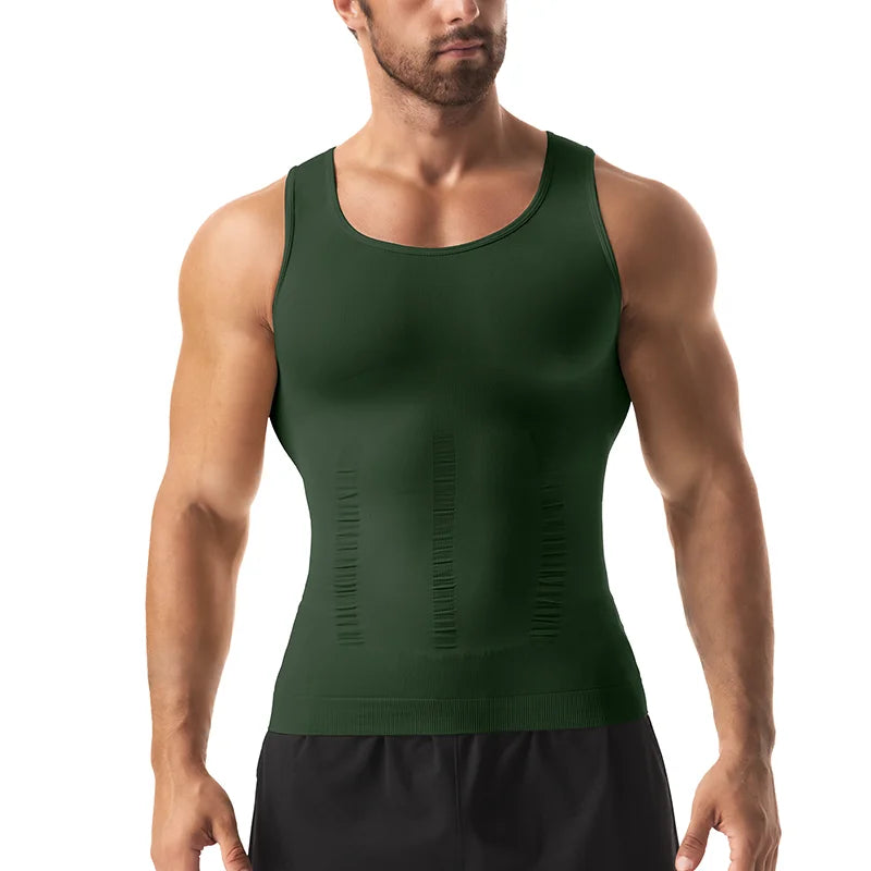 Men's Tight Vest Solid Leisure Sports Fitness High Stretch Running Tank Top Round Neck Sleeveless T-Shirt Can Be Built Inside - Matrix Studios