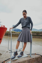 AS AW25 pinstripe collection slip dress + knit mockneck top + embroidery cableknit + stripe pleat skirt - Matrix-studios.com