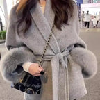 High End Double-sided Wool Strapping Real Wool Fur Coat Women's Removable Cuffs Fox Fur Temperament Cashmere Short Jacket - Matrix Studios