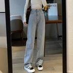 Woman Vintage Wide Leg Jeans Girls High Waist Pants Female Fashion Black Black Grey Retro Blue Light Blue Pink Denim Trousers - Matrix-studios.com