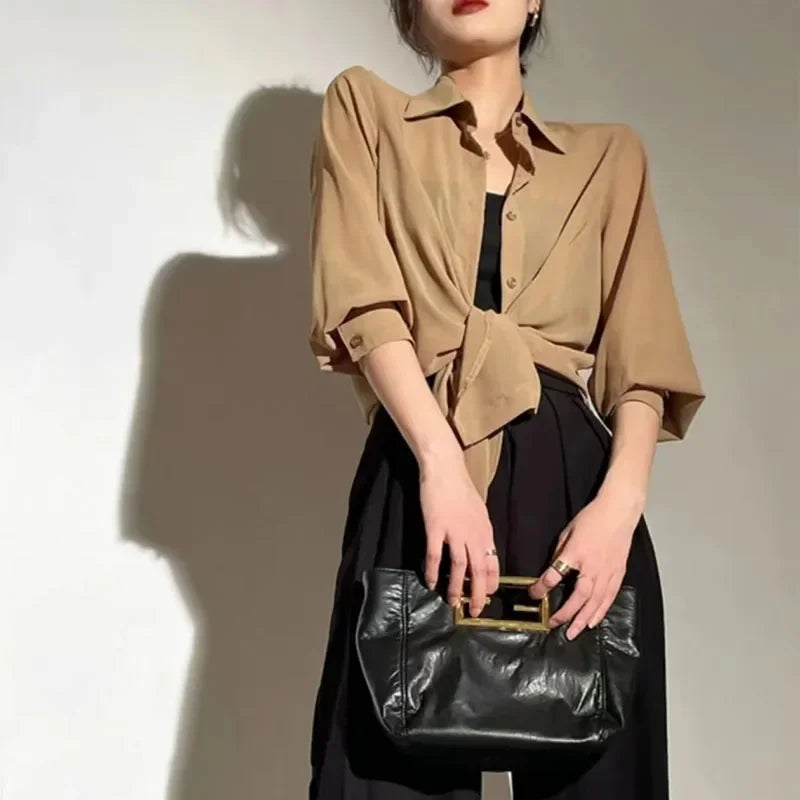 SMVP Chiffon Blouse for Women 2025 New Summer Sheer Mesh Long Sleeve Sun Protection Shirts Korean Fashion Office Lady Shirt Tops - Matrix-studios.com