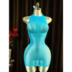 1PC Women Fishnet Cover Up Without Bikini Sexy Lingerie See Through Hollow Out Bodycon Dress Long Sleeve Beachwear DS140 - Matrix Studios