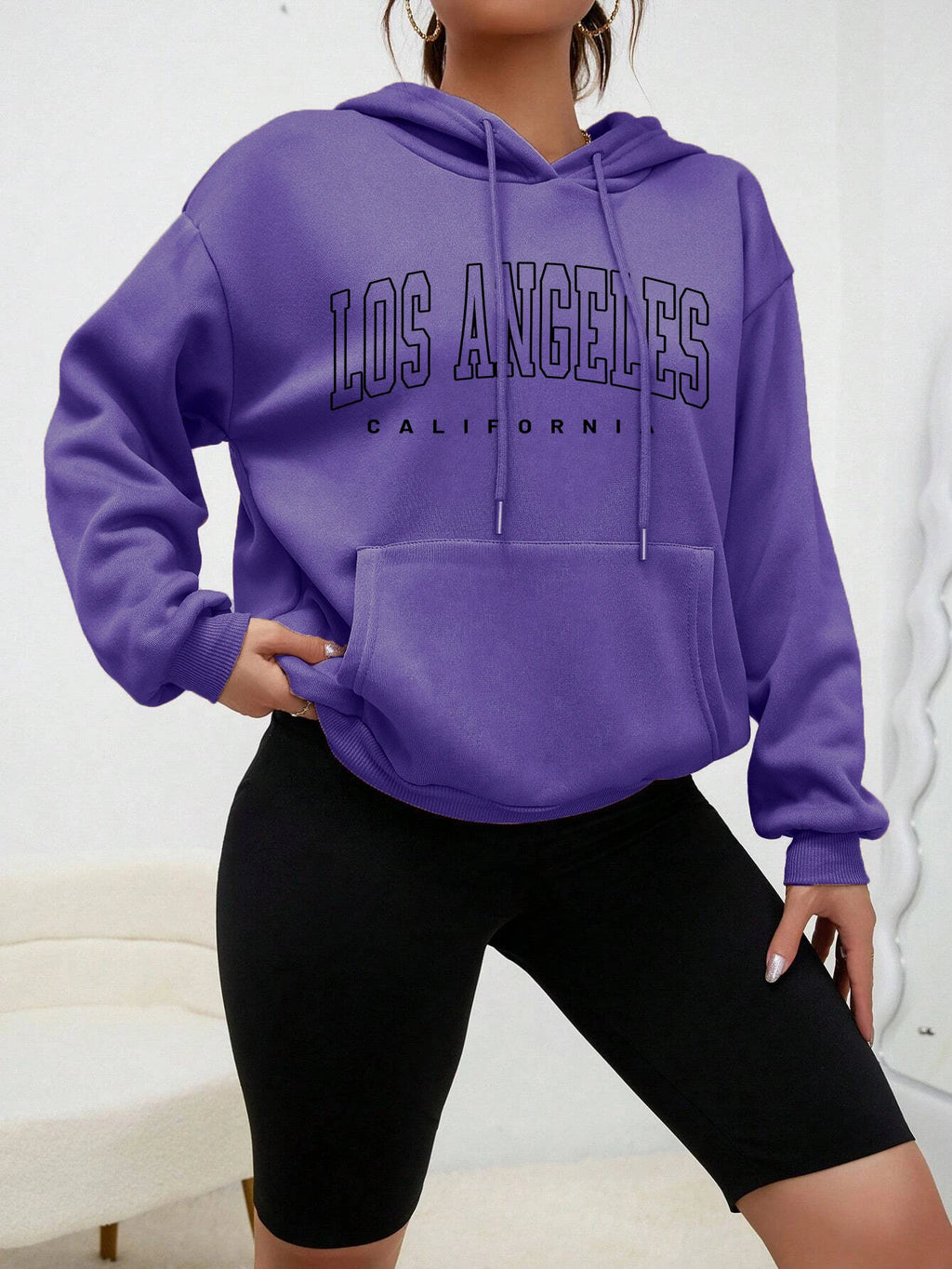 Los Angeles Art Letter Design Women Hoodies American Style Casual Hoody Autumn Hip Hop Female Hoodie Casual Fleece Clothing - Matrix Studios