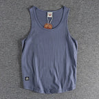 Summer New American Sleeveless O-neck Solid Color T-shirt Men's Fashion 100% Cotton Washed Casual Sports Fitness Basketball Vest - Matrix Studios