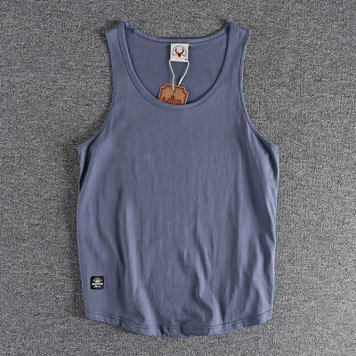 Summer New American Sleeveless O-neck Solid Color T-shirt Men's Fashion 100% Cotton Washed Casual Sports Fitness Basketball Vest - Matrix Studios