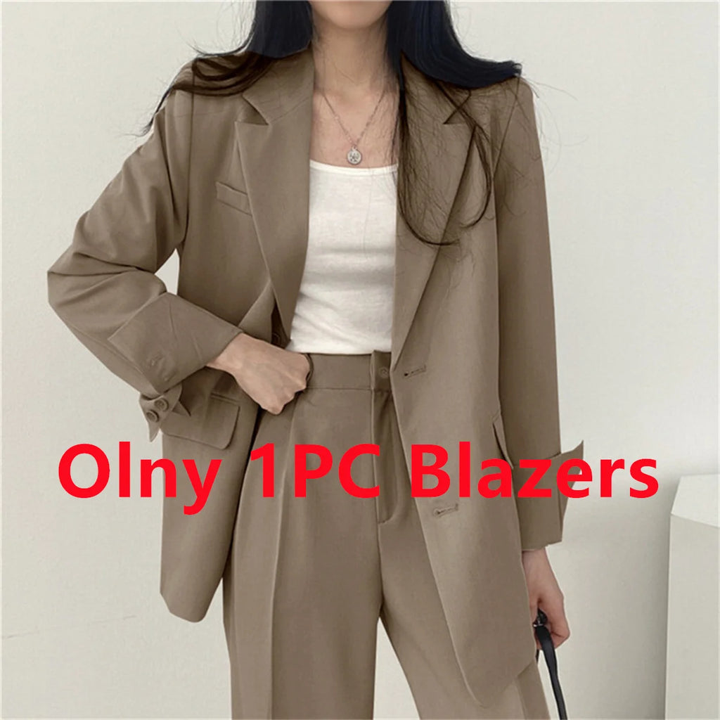 2026 Spring New Women's Clothing Suit Jacket Casual Pants Set Wide Leg Suit Pants Elegant Office Lady Business Suit Set Blazers - Matrix-studios.com
