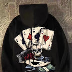 【M-8XL Hoodies】Autumn Men Pullover Hoodie Oversized Sweatshirt Fashion Loose Skeleton Poker Print Long Sleeve Couple Clothes - Matrix Studios