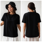 Cotton Short Sleeve Tops 220 Grams Heavy T-shirt Y2k Casual Comfortable Tee Shirt Black & White O-neck Woman Clothing YH2532 - Matrix-studios.com