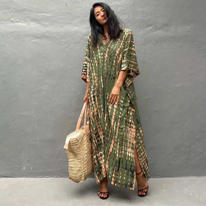 Plus Size Women Beachwear Long Beach Coverups Kaftan Casual Caftan Dress Swimwear cover ups - Matrix Studios