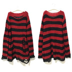 New Streetwear Top Punk Gothic Long Unisex Sweater Summer Women Striped Cool Hollow Out Hole Broken Jumper Loose Rock Thin Dark - Matrix Studios