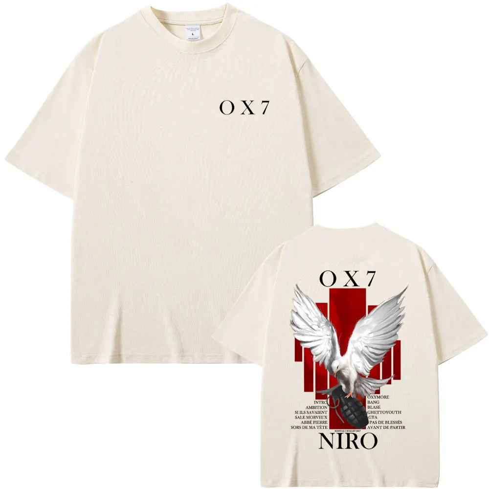 Rapper Niro OX7 Album Graphic T-shirt Men Women Hip Hop Fashion Pop Music T-shirts Male Casual Cotton Vintage T Shirt Streetwear