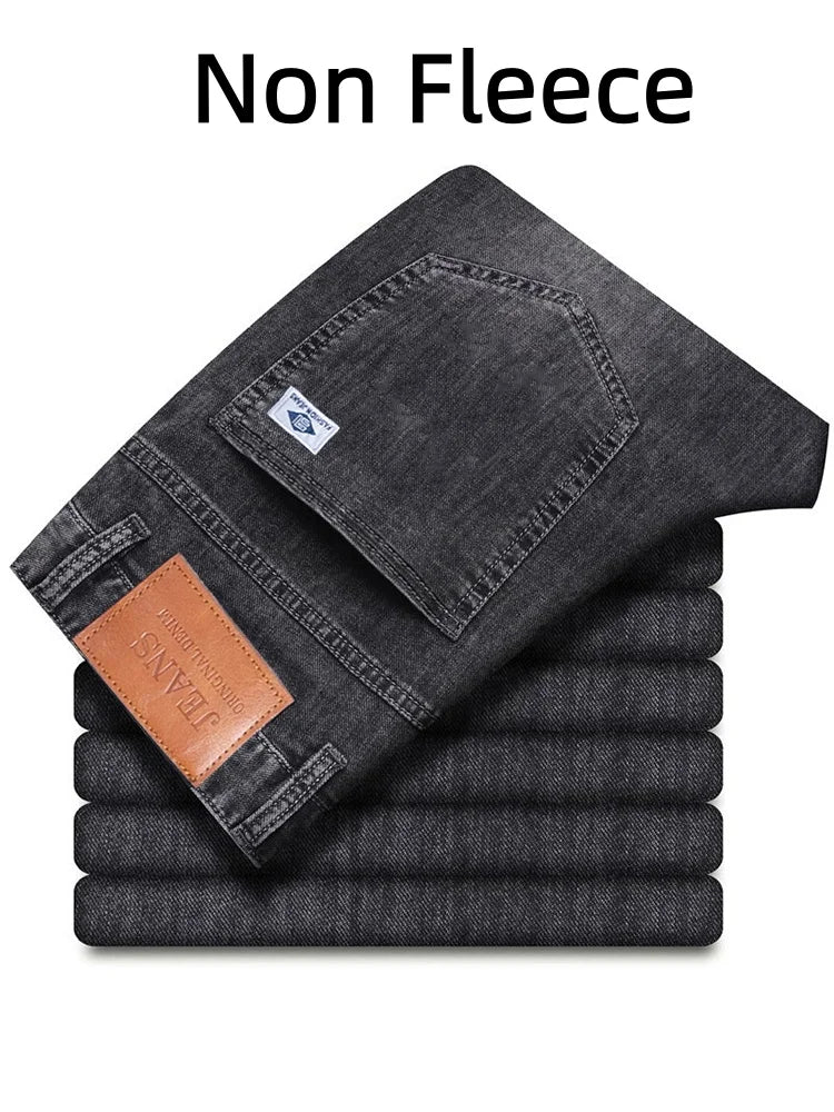 Men's Loose Straight Leg Jeans Retro Washed Elastic Casual Pants Suitable for All Seasons Versatile Pants - Matrix Studios