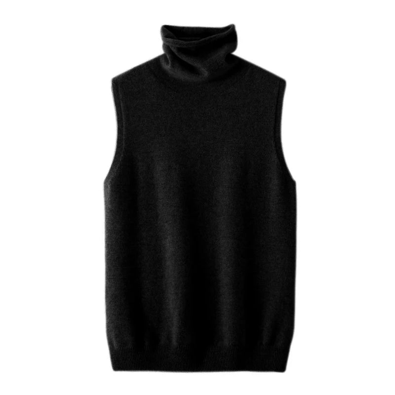Women 100% Merino Wool Sleeveless Pullovers Turtleneck Sweater Waistcoat Wool Knitwear Spring Autumn Winter Fashion Vest Tops - Matrix Studios