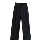MUJER 2025 Women's Pants Beige Grey Black Wide Leg Pants Women High Waist Baggy Pants Woman Fashion Summer Office Trousers