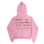 Casual Faur collar Harajuku Streetwear Hiphop Zipper Hoodie sweatshirt Vintage Rock Goth Loose Punk EMO Y2K Zip up hoodie Jacket