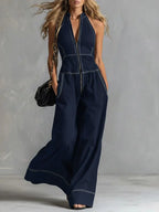 2026 New Women Stand Collar Sleeveless Jumpsuit Loose Casual Office Daily Wear Rompers - Matrix Studios