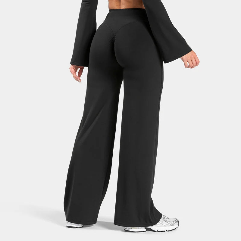Charming Pro Scrunch Straight Leg Pants Butt Lifting Sculpting Wide Leg Leggings Gym Yoga Jogging Push Up Women Baggy Sweatpants - Matrix-studios.com