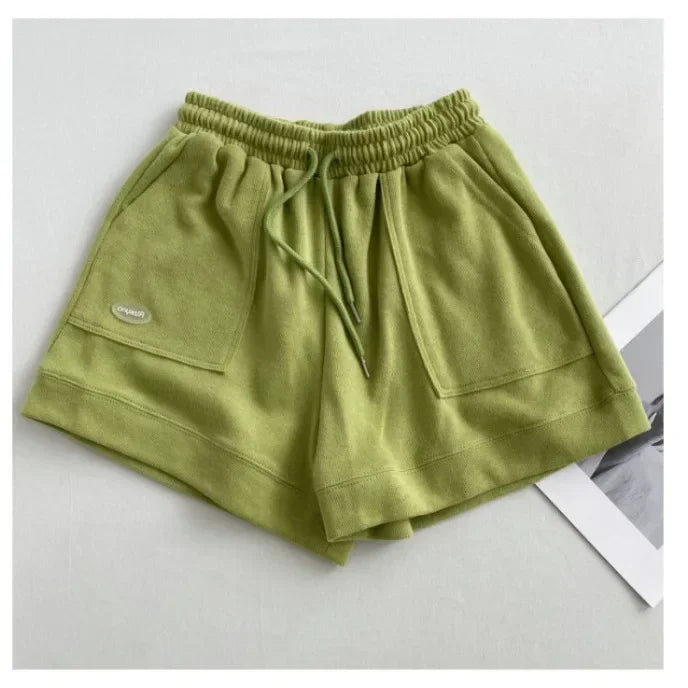2026 Women's Comfortable Loose Wide-legged Drawstring A Pants Slim Waist Slim Fit Casual Home Versatile Sports Shorts New - Matrix Studios