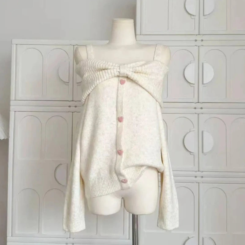 Preppy Style Sweet Knitted Sweater 2000s Aesthetic Gyaru Chic Korean Y2k Jumper Sweater Long Sleeve Coquette Knitwears - Matrix Studios