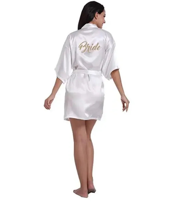 Satin Silk Robes Plus Size Wedding BathRobe Bride Bridesmaid Dress Gown Women Clothing Sleepwear Maid of Honor Rose Gold - Matrix-studios.com