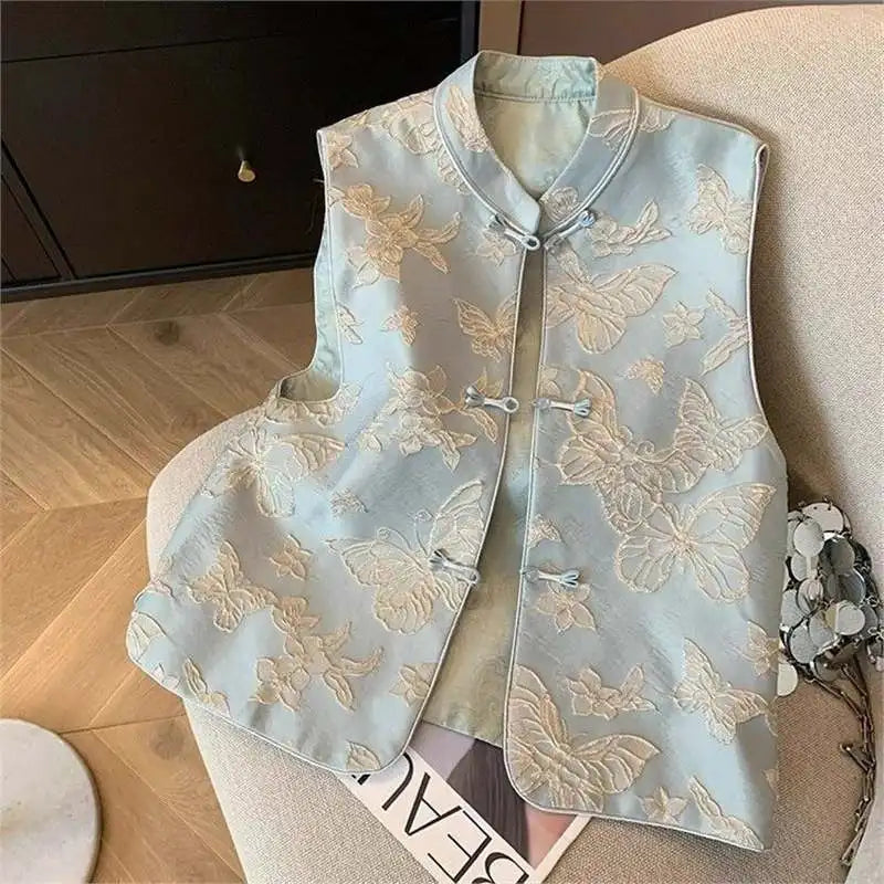 Thin Vest for Women Clothing Ethnic Style Print Vintage Clothes Streetwear Coats Women Jackets Chinese style Casual Summer - Matrix Studios