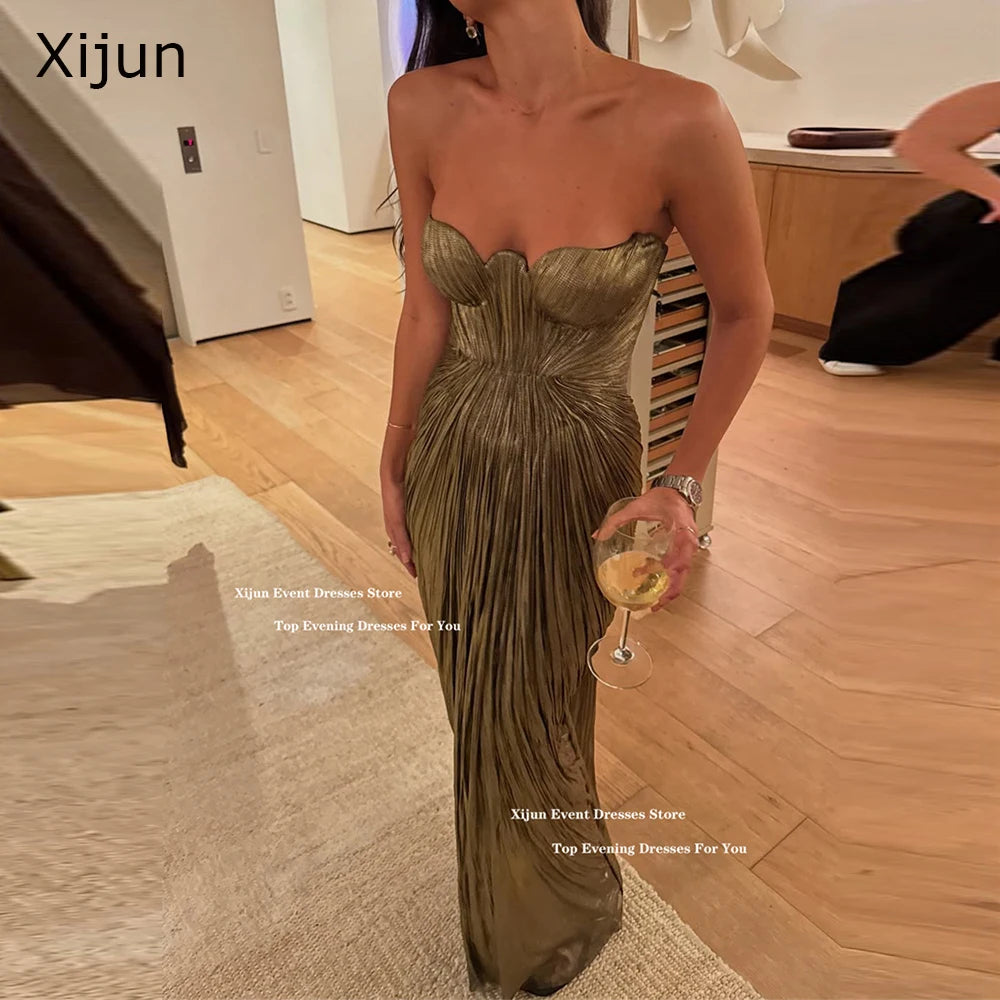 Xijun Modern Mermaid Evening Dresses Sleeveless Sweetheart Long Prom Dresses Saudi Arabic Formal Pleated Prom Gowns  Customized - Matrix Studios