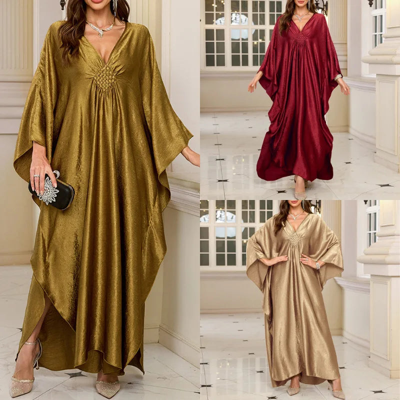 Plus Size Kaftan Dresses for Women Sparkly Glitter Batwing Sleeve Kaftan Cover Up Beach Maxi Dress Loungewear - Matrix Studios