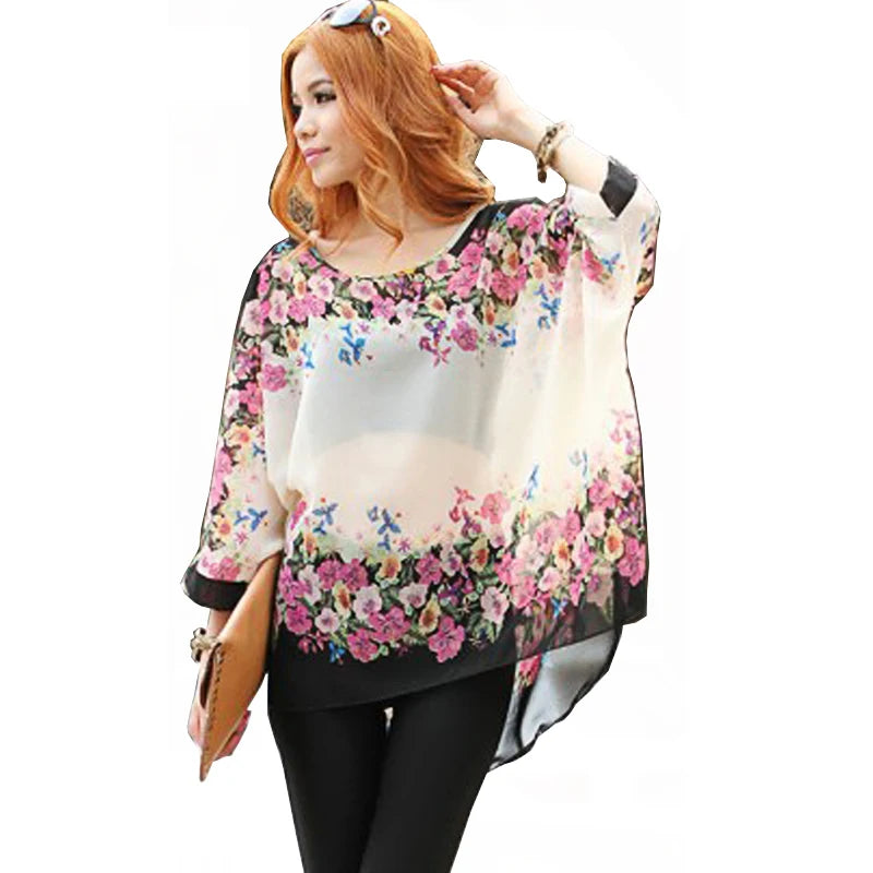 Women Blouses Plus Size Clothing Summer 2021 Novelty Bohemian Shirts Blusas Femininas Bohemian Style Women's Chiffon Tops Tees - Matrix-studios.com
