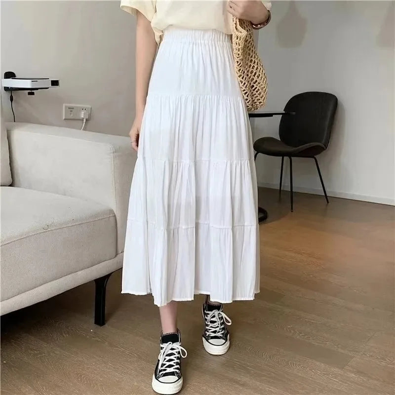 Women's summer fashion temperament tide with high waist skirt loose and thin a line version skirt pleated skirt - Matrix-studios.com
