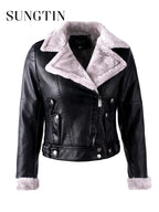 Women Casual Faux PU Leather Jacket Faux Fur Moto Bike Jackets Coat Fashion Streetwear Autumn Winter Basic Female Outerwear 2026 - Matrix Studios
