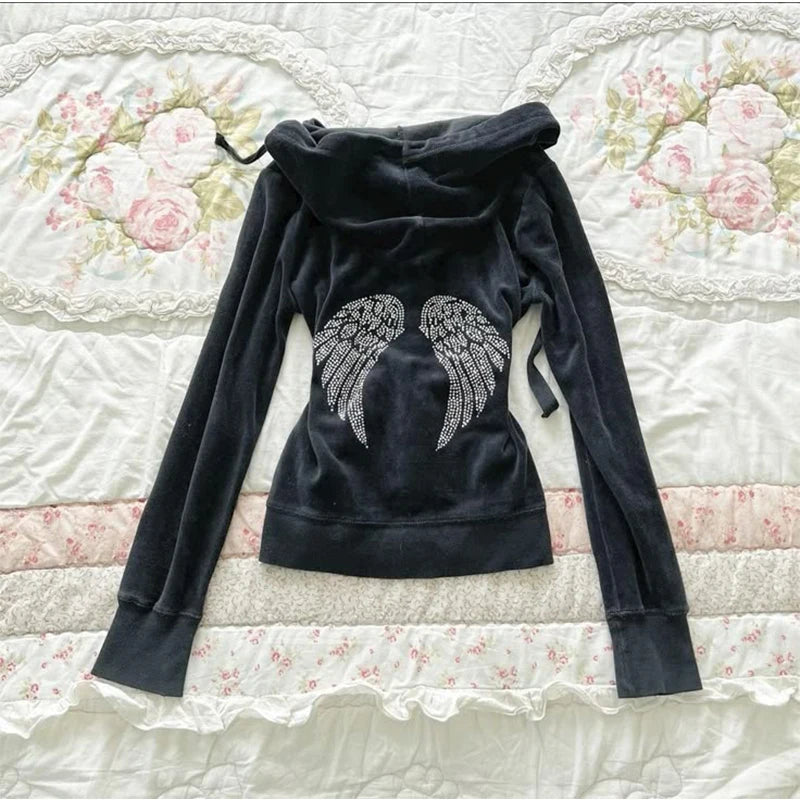 Pink leopard print hooded zipper long-sleeve sweatshirt for spring and autumn comfortable slim fit fashionable street wear 2000s - Matrix Studios