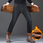Brand Autumn Winter Warm Flocking Denim Soft Man Activities Fleece Line Men Jeans Black Blue Grey Colors - Matrix Studios