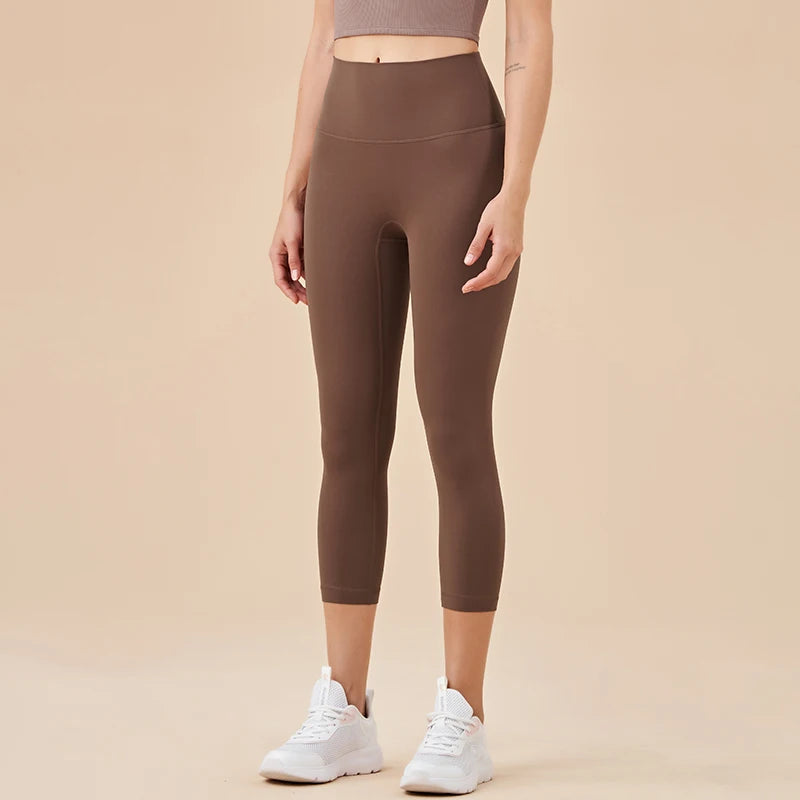 SOISOU Nylon Yoga Capri Pants Leggings Women's Pants Gym Sexy High Waist Tight Breathable Elastic Girl Sports Pants 13 Colors - Matrix-studios.com