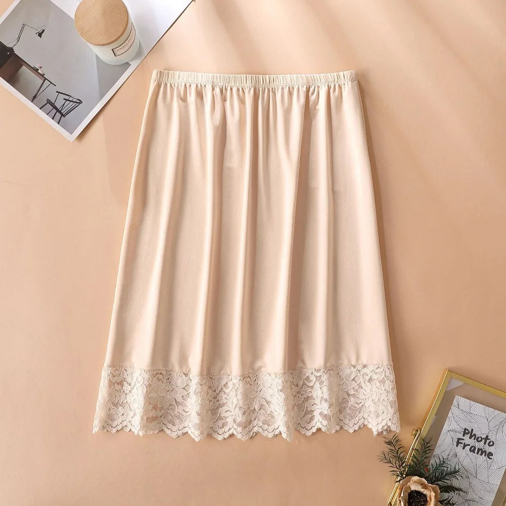 Thin Ice Silk Modal Female Half Length Skirt Lace Anti-Penetrating Underskirt Anti-glare Mesh Flower Innerwear Short Skirt Women - Matrix-studios.com