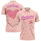 Breast Cancer Awareness Customized Polo Shirt Unisex Custom Name Number Loose Lapel Short Sleeve Golf Shirts Summer Outdoor - Matrix-studios.com