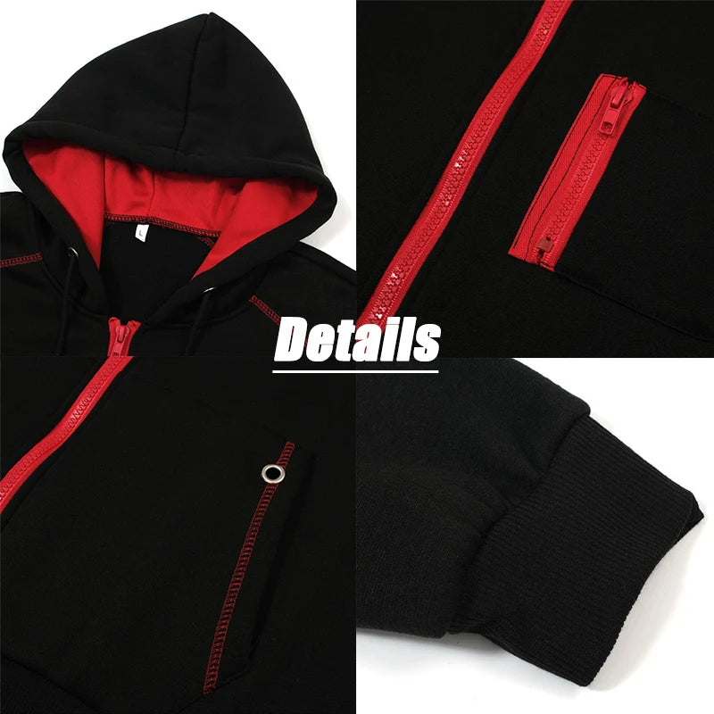 Men's Long Sleeve Zip Up Hoodie Casual Athletic Sweatshirt Hooded Jacket with Pockets Spring Fall Warm Fleece Lined Coat Outwear - Matrix Studios